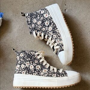 Floral High-Top Platform Sneakers